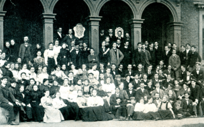 Posing In Front of EG Academy’s Main Building, 1897 & 1956
