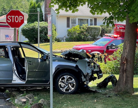 Car Drives Through 1 Yard, Crosses Street, Hits Tree in Another